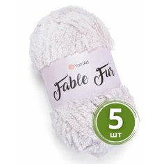 Пряжа для вязания YarnArt Fable Fur (ЯрнАрт Фейбл Фур) - 5 мотков 967 жемчуг, меховая, 100% микрополиэстер, 100м/100г