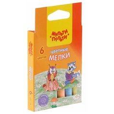 Мел цветной Мульти-Пульти "Енот на опушке леса", 6 цветов, круглый, 6шт. (ЦМ_31852), 40шт.