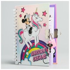 Disney Записная книжка на замочке А6 "Unicorn dreams", Минни Маус, 50 листов