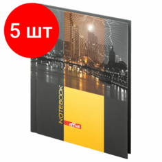 Комплект 5 шт, Блокнот малый формат (110х147 мм) А6, 80 л, ламинированная обложка, выборочный лак, клетка, BRAUBERG, "Ночной город", 123246