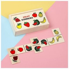 Домино "Фрукты" / настольная игра / для малышей / развивающая игрушка / подарок / детский (1 шт.) Pro Market
