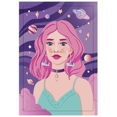 Алмазная мозаика на раме с полным заполнением «Космическая девушка», 20х30 см Школа талантов