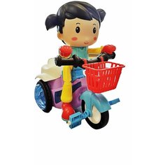 Игрушка велосипед музыкальный, на батарейках/ Кукла на велосипеде крутится на 360 Нет бренда