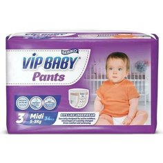 Трусики подгузники детские Vip Baby PANTS, размер MIDI, для малышей весом 5-9 кг, 34 шт. Paksel