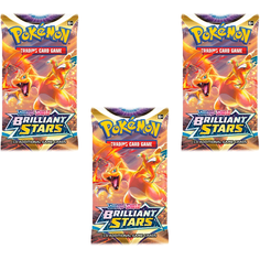 Покемон карты коллекционные: 3 бустера Pokemon издания Sword and Shield Brilliant Stars (на английском языке) Nintendo