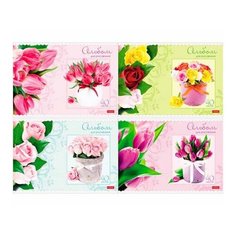 Альбом для рисования 40 л. Хатбер скоба "Нежные букеты" 40А4тB ассорти (7/35) Hatber