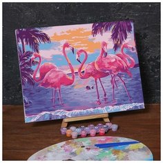 Картина по номерам на холсте с подрамником "Фламинго на закате", 40х30 см Нет бренда