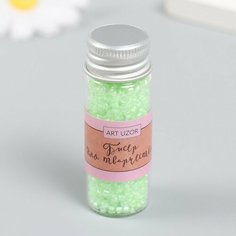 Бисер 8/0 в бутылочке "Полупрозрачный с цв. серединой. Мята" светится под УФ 20 гр 6х2х2 см Арт Узор