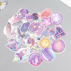 Наклейки для творчества "Космические сладости" набор 50 шт 4х8 см Мастер