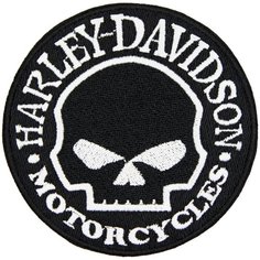 Нашивка, патч, шеврон "Harley Davidson. Череп в Круге" 90x90mm PTC259 22 ПИНГВИНА