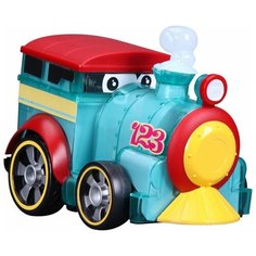 Музыкальный светящийся Паровозик для малыша от 1 года Bburago Junior серия Push and glow 16-89005