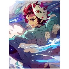 Картина по номерам на холсте Аниме Клинок рассекающий демонов Танджиро - 1015 30X40