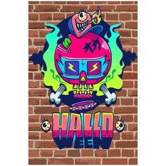 Картина по номерам на холсте граффити кислотный скелет - 1614 40X60