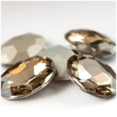 Декоративные кристаллы для рукоделия стеклянные овал 5 шт размер 25х18 мм, цвет Lt.Colorado Topaz - золотисто-бежевый, КафеБижу