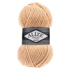 Пряжа Alize Superlana Maxi (Ализе Суперлана Макси) - 2 мотка 502 кремовая карамель 75% акрил, 25% шерсть 100м/100г