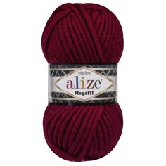 Пряжа Alize Superlana Megafil (Ализе Суперлана Мегафил) - 2 мотка, цвет: Вишня (390), 25% шерсть 75% акрил, 100 г / 55 м