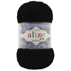Пряжа Alize Velluto (Ализе Веллюто) - 1 моток 60 черный 100% микрополиэстер 68м/100г