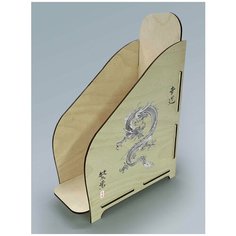 Органайзер лоток, подставка для бумаги, документов деревянная с цветным принтом 1 отделение азия япония дракон змей - 95 Art Wood