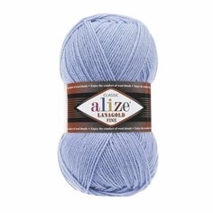 Пряжа ALIZE LANAGOLD FINE, голубой - 40, 49% шерсть, 51% акрил, 5 мотков, 100 г, 390 м.