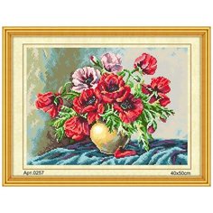 Набор для вышивания "Красные цветы" ВанГогВоМне, 38x48 см