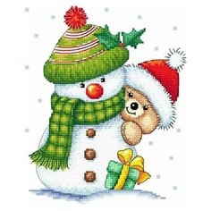 Набор для вышивания Сделано с любовью "Снеговик" 20x25 см, Медведи Новый год Животные