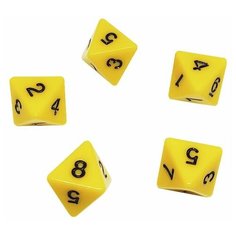 Восьмигранный кубик (D8), 5 шт, желтый (для DnD (ДнД), Pathfinder, настольных, трансформационных игр, обучению детей счету) Pandoras Box Studio