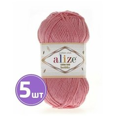 Пряжа для вязания крючком, спицами Alize Ализе Cotton Gold Hobby средняя, xлопок/aкрил, цвет 33 багряный, 5 шт. по 50 г, 165 м