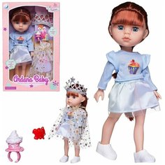 Кукла Ardana Baby шатенка в голубой одежде с диадемой 32,5 см, 1 шт. Junfa Toys