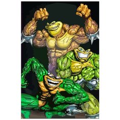 Картина по номерам на холсте Игра battletoads (боевые черепахи, ретро, 16 bit, 8 bit) - 8271 В 60x40