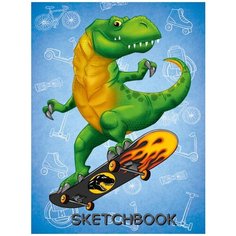 Блокнот Скетчбук Динозавр на скейте А5 / Блокнот для рисования / Pocket Проф Пресс