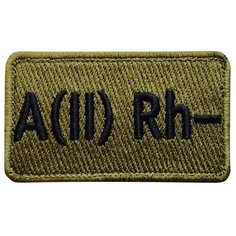 Нашивка (шеврон, патч) на липучке, Стежкофф, "Вторая отрицательная группа крови ", оливковый, 7х4 см, 1 штука