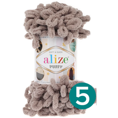 Пряжа Alize PUFFY 268 бежевый. Упаковка - 5 мотков
