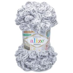 Пряжа Alize Puffy цвет: 686 белый в крапинку 1 моток