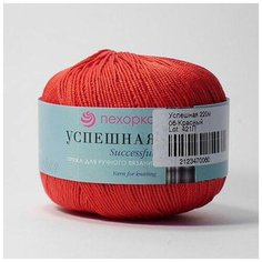 Пряжа Пехорка Успешная 06 красный 100% мерсеризованный хлопок 50г 220м 5шт