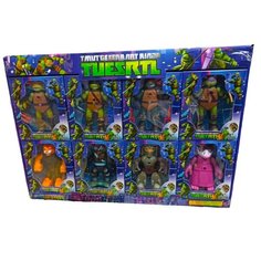 Игровой набор Черепашки-Ниндзя с проектором из 8-ми шт по 15 см китай