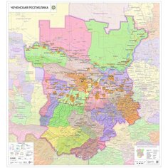 Настенная карта Чеченской Республики 122 х 131 см (на самоклеющейся пленке) Отрок