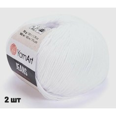 Пряжа YarnArt Jeans Ярнарт джинс Ультрабелый (62) 2 мотка 50 г/160 м (45% акрил 55 хлопок)