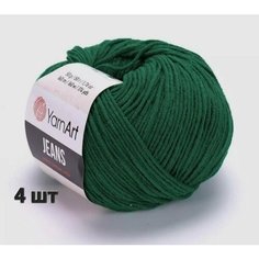 Пряжа YarnArt Jeans Ярнарт джинс Сосновый зеленый (92) 4 мотка 50 г/160 м (45% акрил 55 хлопок)