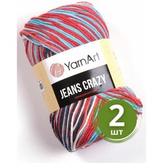 Пряжа YarnArt Jeans Crazy (Джинс Крейзи) - 2 мотка 7208 Красно-синий принт, 55% хлопок, 45% полиакрил, 50 г 160 м