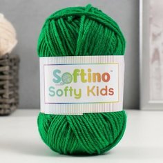 Пряжа 100% акрил "Softy Kids" 90м ±5м 50 гр цвет 45 зелёный мох Softino