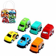 Набор инерционных машин "Город" в сумке, 6 штук, цвет сюрприз, для мальчиков Нет бренда