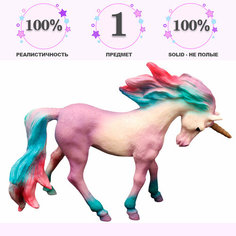 Игрушка фигурка серии "Мир фэнтези". Сиреневый единорог с цветной гривой. Masai Mara