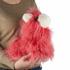 Мягкая игрушка Лама из натурального меха ламы розовая Holich Toys