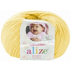 Пряжа Alize Baby Wool лимонный(187), 40%шерсть/20%бамбук/40%акрил, 175м, 50г, 2шт