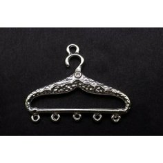 Коннектор-соединитель 1х5 Вешалка 34х27х3мм, отверстие 1,5 и 1мм, цвет античное серебро, сплав металлов, 14-012, 1шт Мелодия бисера