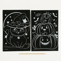 Набор гравюр "Котик и тыквы", А6 Gold Market