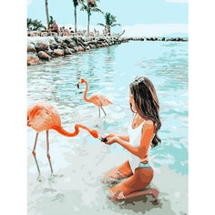 Картина по номерам Мулатка и фламинго 40х50 см АртТойс