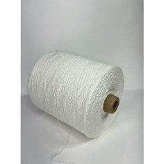 Пряжа бобиная хлопок с пайетками 3 мм. Вес 300гр в 100гр 800м. Белый на белом матовые пайетки Китай