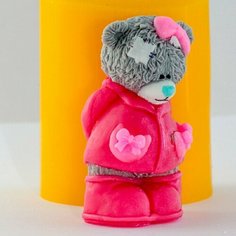Силиконовая форма для мыла Тедди с бантиками 3D, для свечей, гипса 1шт 8,5 * 4,5 * 3,5 см Нет бренда