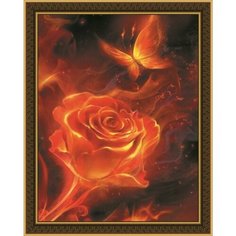 Алмазная мозаика на подрамнике 40*50 "Огненная роза и бабочка" Нет бренда